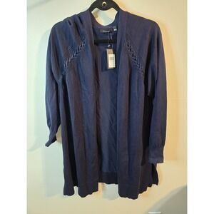 Verve Ami Sweater Women 1X Blue Long Sleeve‎ Cardigan Casual Preppy Work NEW